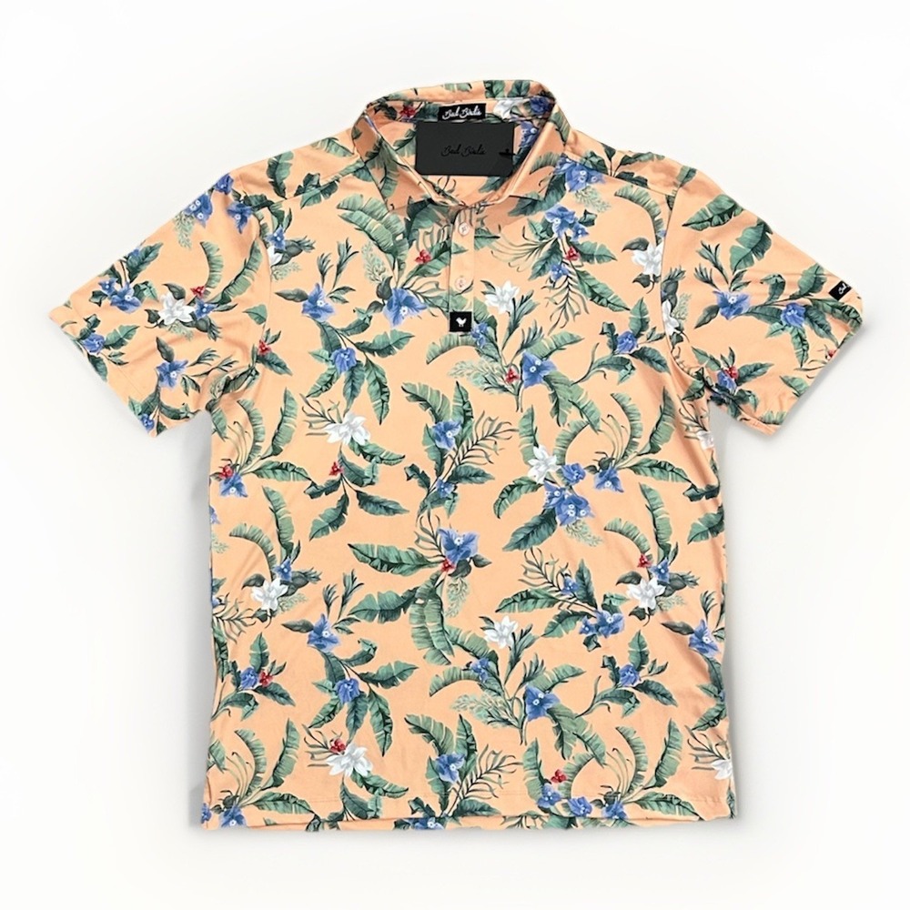 Bad Birdie Men's Core Polo, Flora Fiesta, Large, BBMP001-684, New
